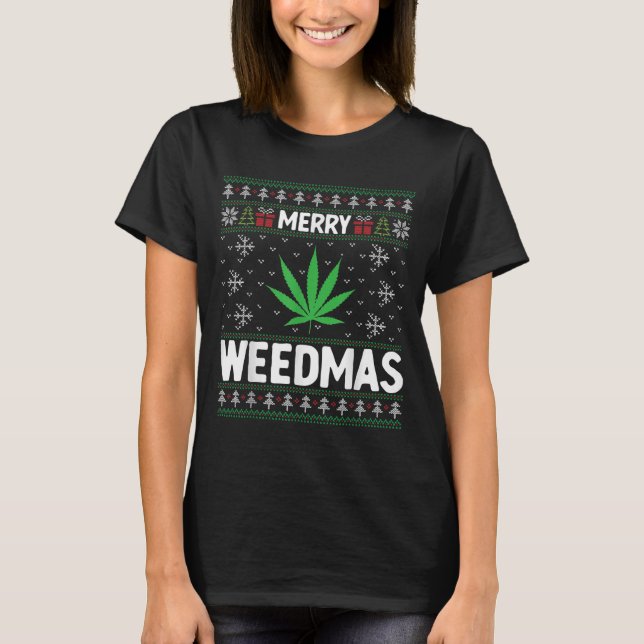 Camiseta Weed Merry Weedmas Xmas Smoking  (Anverso)