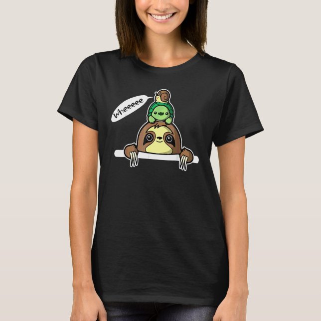 Camiseta Weeee Snail Tortoise Sloth Piggyback Ride (Anverso)