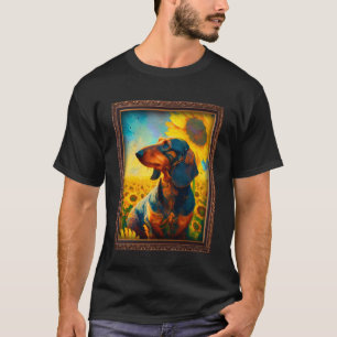 Camiseta Weenie Dachshund Pintando Flor De Girasol Mamá