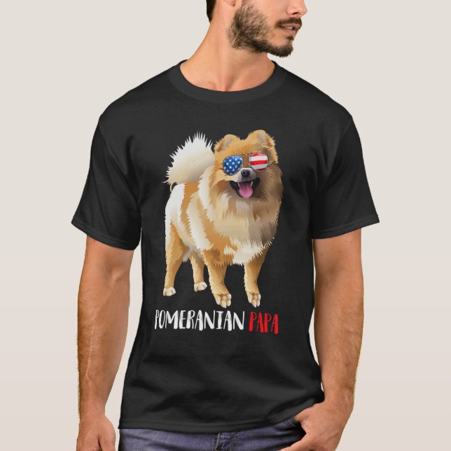 Camiseta Weenie Papa Pomeranian Dad Dog Pomeranian (Anverso)