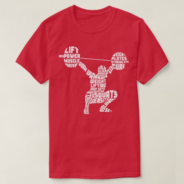 Camiseta Weightlifting Typography Fitness Gym Word Art  (Diseño del anverso)