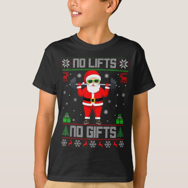 Camiseta Weightlifting Workout Gym Santa Christmas Ugly Swe (Anverso)