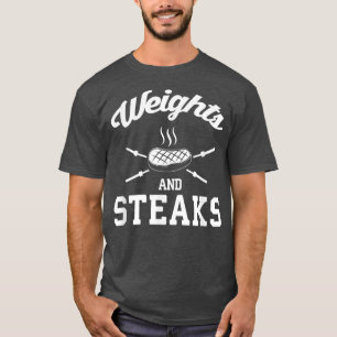 Camiseta Weights and Steaks Funny Meathead Keto Gym Motiva