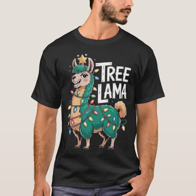 Camiseta Weihnachtslama T-Shirt – Witziges Tree Lama (Anverso)