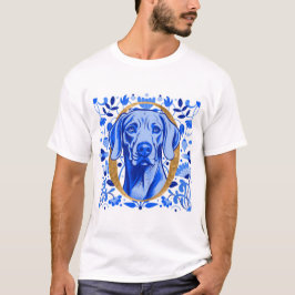 Camiseta Weimaraner asomándose a través de la letra "O" en