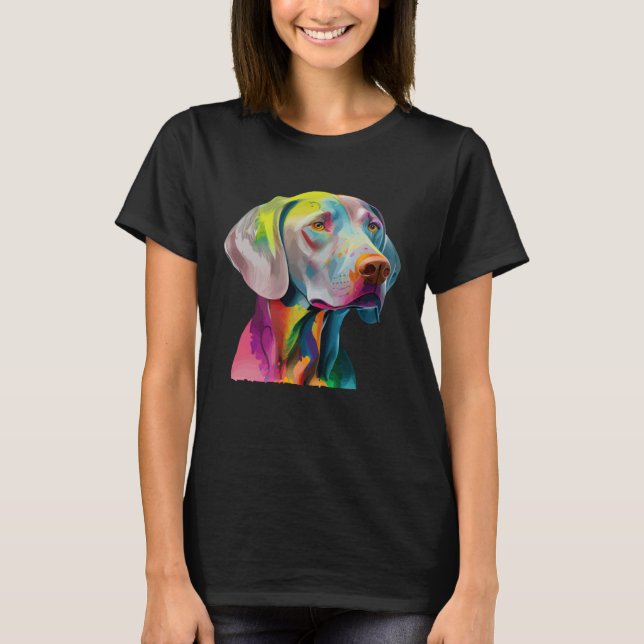 Camiseta Weimaraner Colorful Pop Splash Tie Dye Rainbow (Anverso)