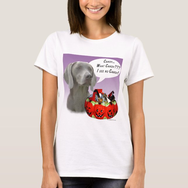 Camiseta Weimaraner Halloween Candy (Anverso)