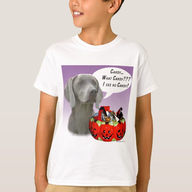 Camiseta Weimaraner Halloween Candy (Anverso)
