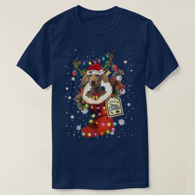 Camiseta Weimaraner Navidades de arranque de navidad sacude (Diseño del anverso)