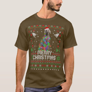Camiseta Weimaraner Santa Hat Perro Árbol de Navidad Ilumin