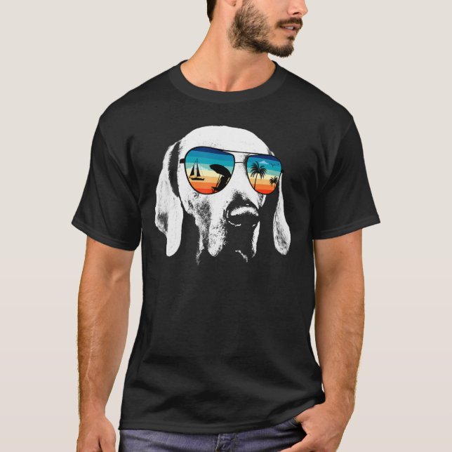 Camiseta Weimeraner Labrador Con Gafas De Sol Retro (Anverso)