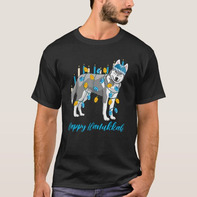 Camiseta Weiner Dog Menorah Festive Mazel Tov Hanukkah Jewi (Anverso)