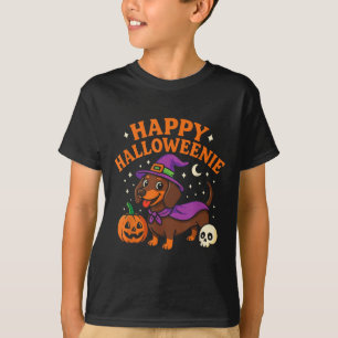 Camiseta Weiner Dog Witch Happy Halloweenie Cute Halloween