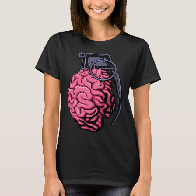 Camiseta Weirdcore Brain Grenade Surreal Military Soldier V (Anverso)