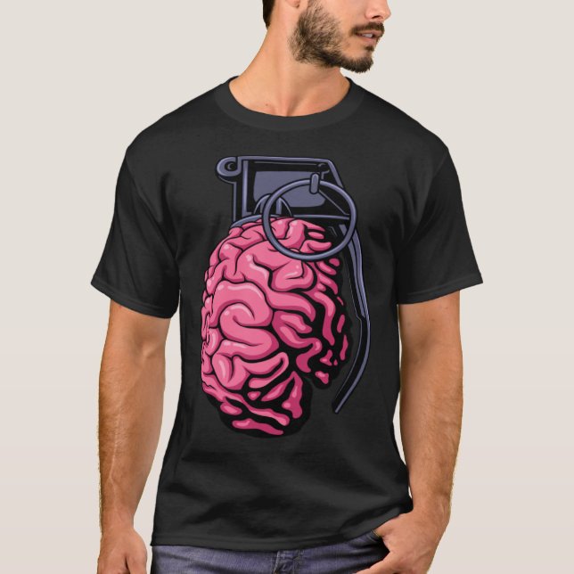 Camiseta Weirdcore Brain Grenade Surreal Military Soldier V (Anverso)
