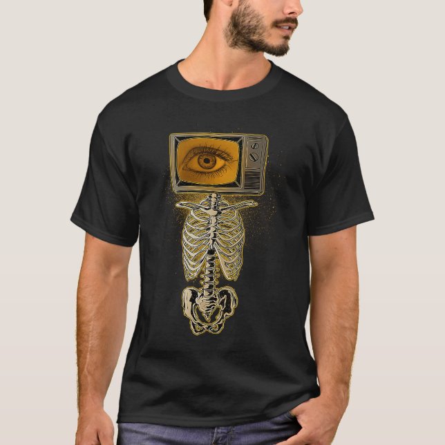 Camiseta Weirdcore Skeleton TV Head Cosplay X ray Radiology (Anverso)