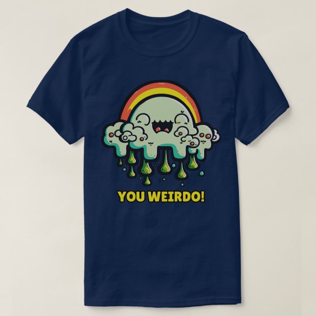 Camiseta Weirdo de nubes arco iris retro (Diseño del anverso)