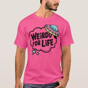Camiseta 'Weirdo For Life' Diseño De Ufo Rosa
