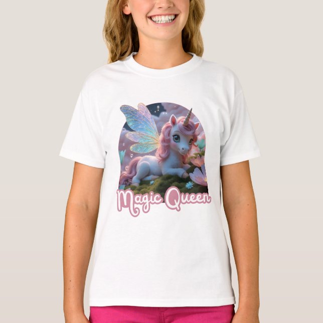 Camiseta Weißes Einhorn mit Flügeln - Magic Queen (Anverso)