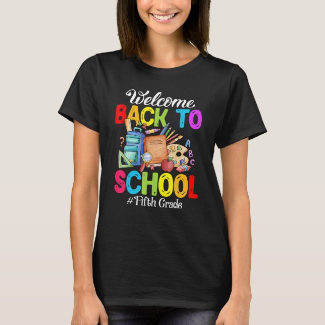 Camiseta   Welcome Back To School 5th Grade Cute (Anverso)