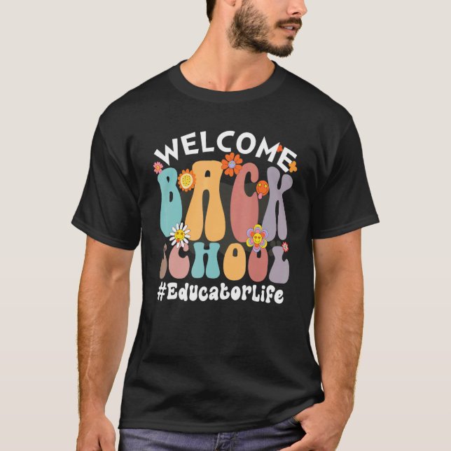 Camiseta Welcome Back To SChool   Colorful Flowers   Educat (Anverso)