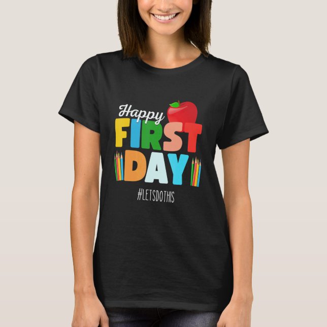 Camiseta Welcome Back To School Rainbow   Happy First Day S (Anverso)