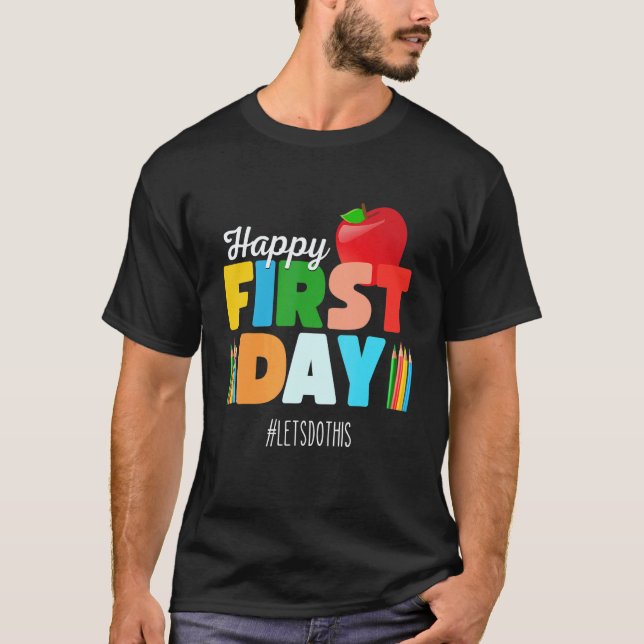 Camiseta Welcome Back To School Rainbow   Happy First Day S (Anverso)