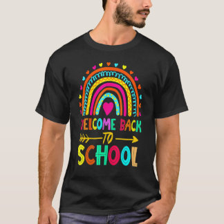Camiseta Welcome Back To School Teachers Students Rainbow