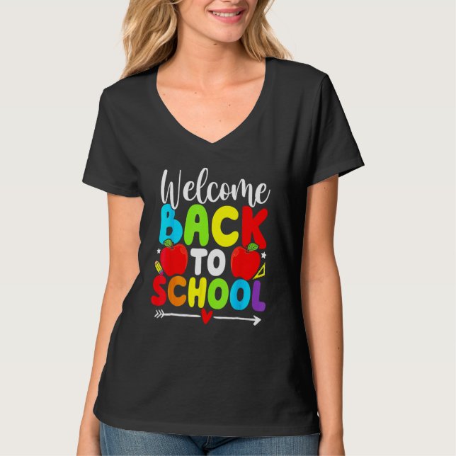 Camiseta Welcome Back To School TShirt Funny Teacher Love K (Anverso)
