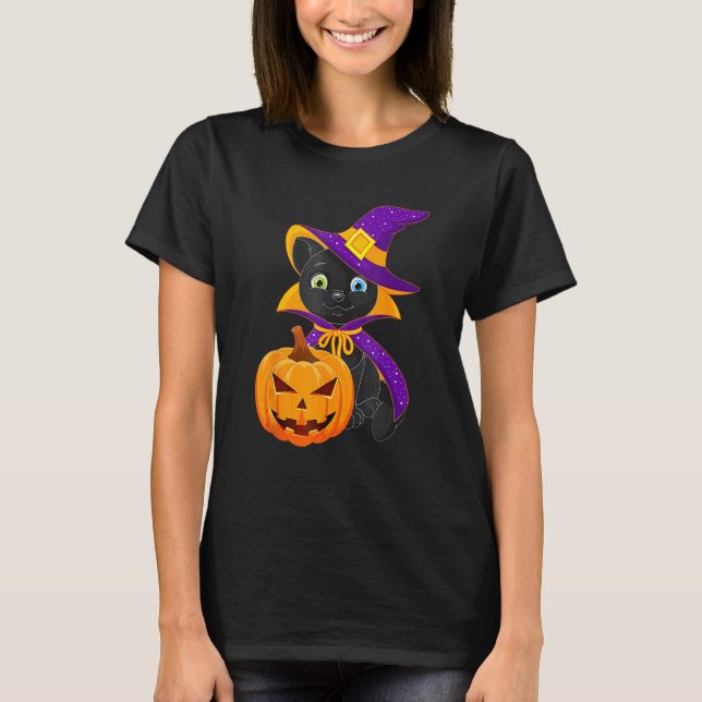 Camiseta Welcome Happy Hat Cat Halloween 2023 Devil Face Pu (Anverso)