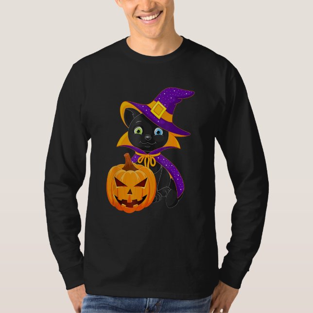 Camiseta Welcome Happy Hat Cat Halloween 2023 Devil Face Pu (Anverso)