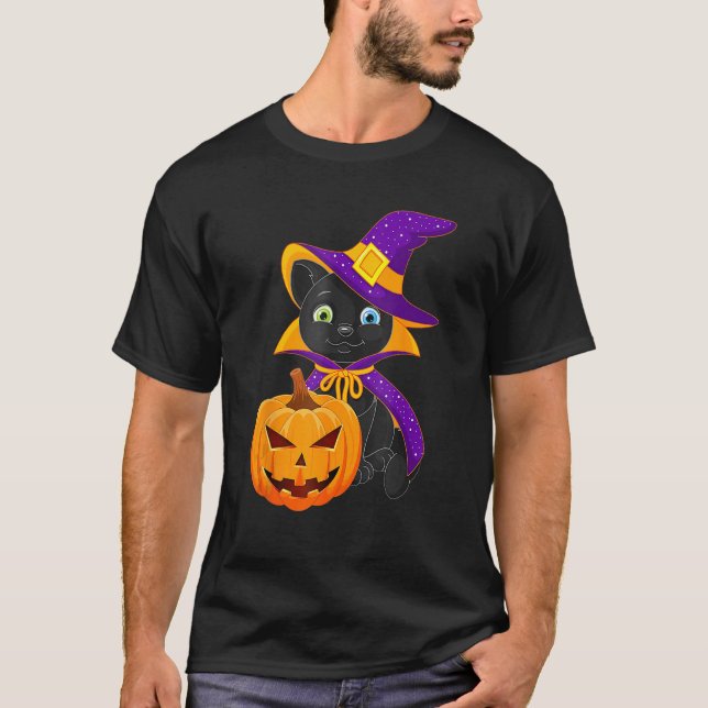 Camiseta Welcome Happy Hat Cat Halloween 2023 Devil Face Pu (Anverso)