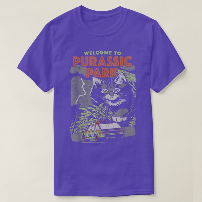 Camiseta Welcome To Purassic Park Funny Cat 103  (Diseño del anverso)