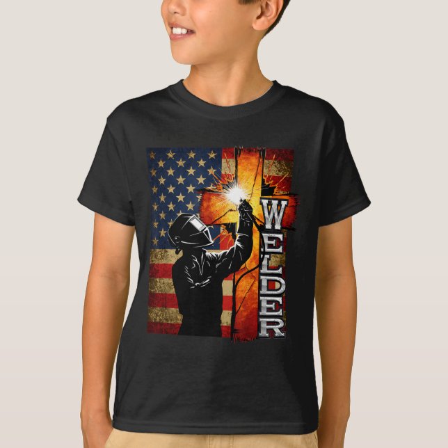 Camiseta Welder American Flag Welding Faith Cross Christian (Anverso)