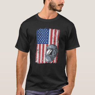 Camiseta Welder Helmet Patriótico USA Bandera Americana Vin