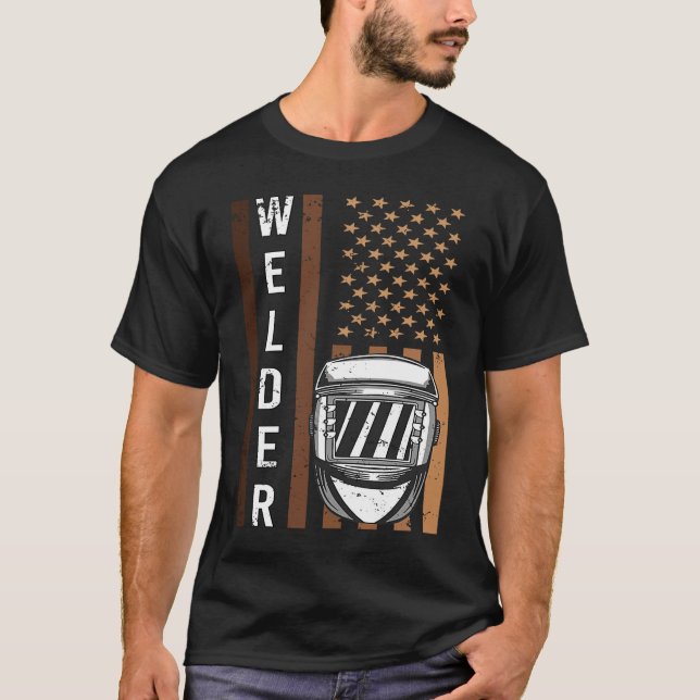 Camiseta Welder Patriotic Vintage USA American Flag (Anverso)