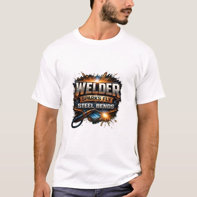 Camiseta Welder Sparks Fly Steel Bends Industrial Tee (Anverso)