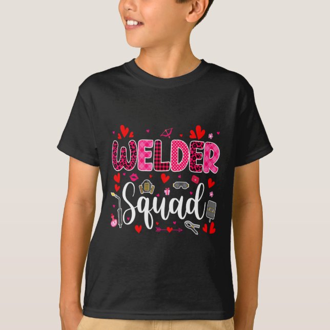 Camiseta Welder Squad Cute Tools Hearts Costume Valentines  (Anverso)