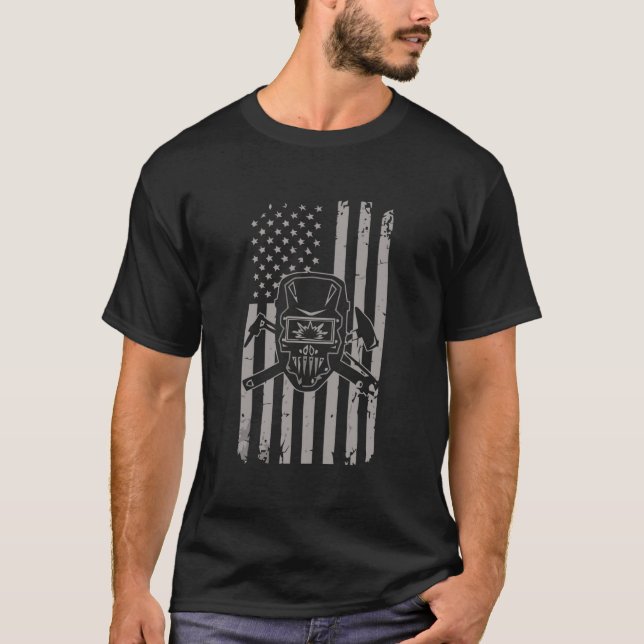 Camiseta Welder Vintage Bandera Estadounidense Soldadura (Anverso)