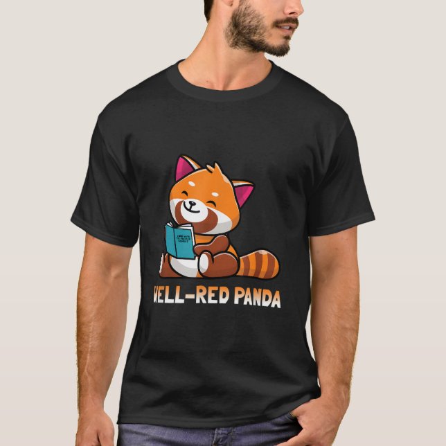 Camiseta Well Red Panda Bookworm Reading Books Panda (Anverso)