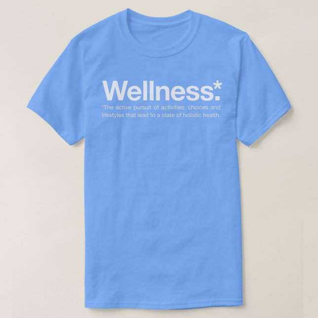 Camiseta Wellness Definición de fuente blanca Salud y biene (Diseño del anverso)