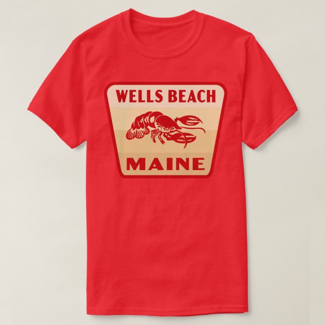 Camiseta Wells Beach Maine Retro Badge Tan (Diseño del anverso)