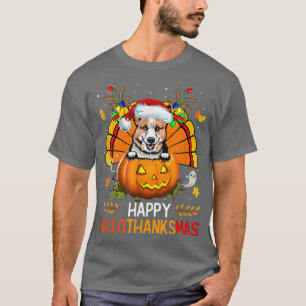 Camiseta Welsh Corgi Happy Hallothanksmas Halloween Thanksg