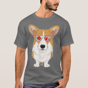 Camiseta Welsh Corgi Japan Sunglasses I Japanese Flag 