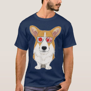Camiseta Welsh Corgi Japan Sunglasses I Japanese Flag 1675