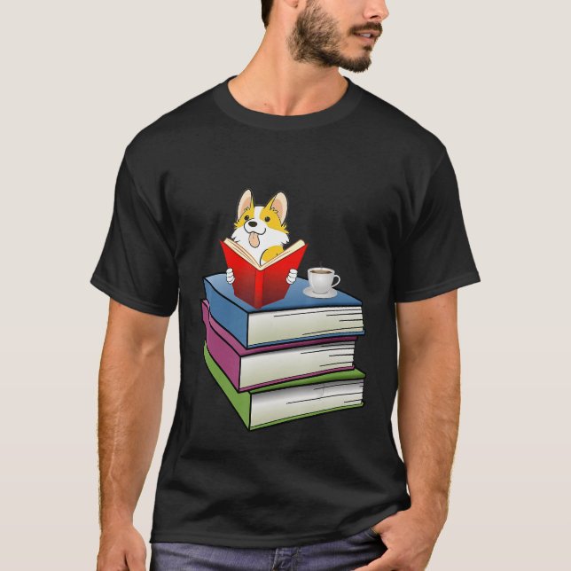 Camiseta Welsh Corgi Libera Café Perro Leer Tee (Anverso)