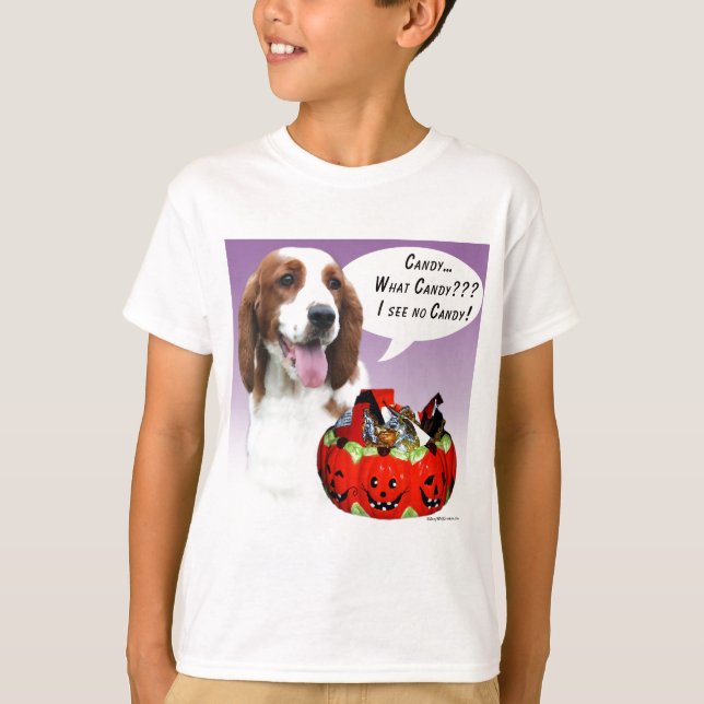 Camiseta Welsh Springer Spaniel Halloween Candy (Anverso)