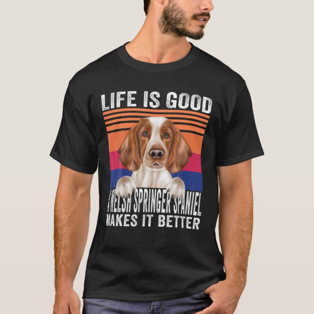 Camiseta Welsh Springer Spaniels Makes Your Life Good Vinta (Anverso)