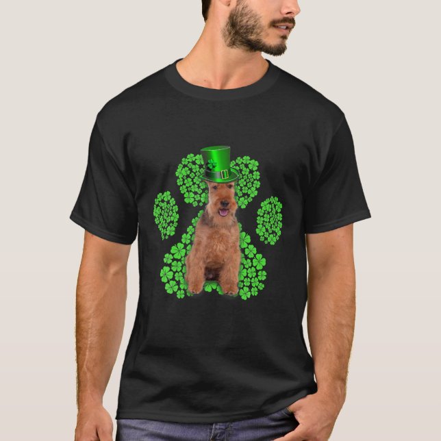 Camiseta Welsh Terrier Shamrock Paw Clovers St Patrick's Da (Anverso)