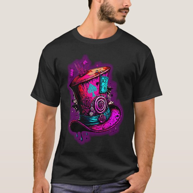 Camiseta We're All Mad Here Pink Steampunk Alice In Wonderl (Anverso)